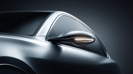 Sleek car side mirror reflecting modern design and innovative technology.