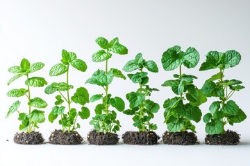 Naklejka premium Fresh mint plants growing in soil