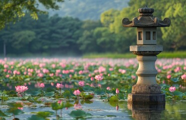 Kenrokuen Japanese Garden, found in Kanazawa, Japan, boasts a stone lantern