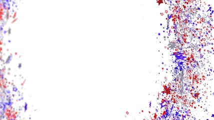 Red, white, and blue star confetti border. Perfect for Independence Day celebrations.