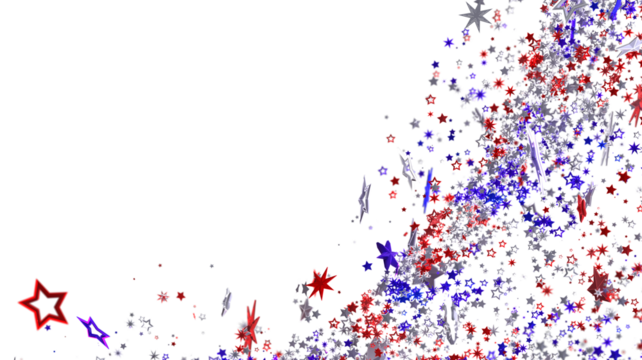 Red, white, and blue stars burst on white background. Perfect for 4th of July or other patriotic celebrations.