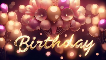 A birthday card with a happy birthday text on it and flowers in the background