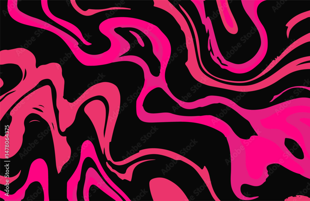 Aufkleber abstract vector illustration featuring flowing magenta and black organic lines and shapes. dynamic, 