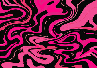 Abstract vector illustration featuring flowing magenta and black organic lines and shapes. Dynamic, wavy pattern ideal for backgrounds, fashion, decor, or artistic graphic design elements.