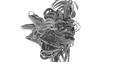 Abstract 3D Render of Gray Intertwined Shapes