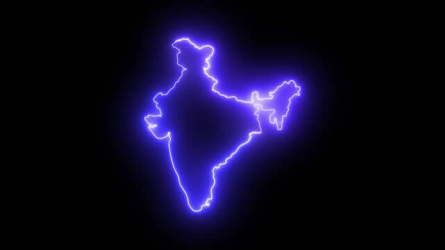 Indian map icon animation with blue neon effect on a black background.