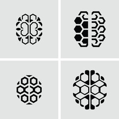Abstract brain inspired logo designs for branding representing intelligence ideas and innovation