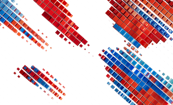 Abstract Red and Blue Cube Pattern Background Stock Photo