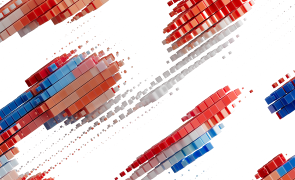 Abstract 3D Red Blue White Cubes Digital Blocks Background