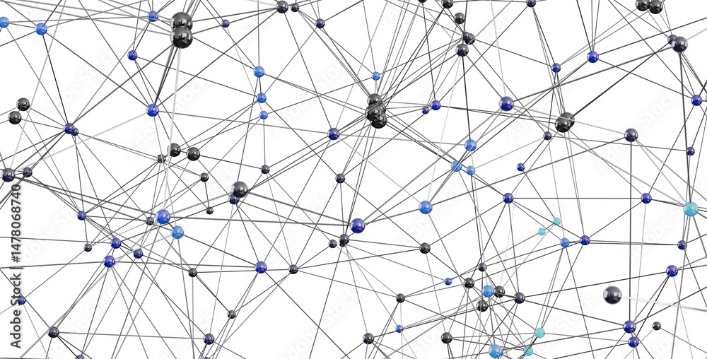 Aufkleber Abstract 3D rendering of a complex network with interconnected nodes. Ideal for technology, connectivity, and networking concepts.