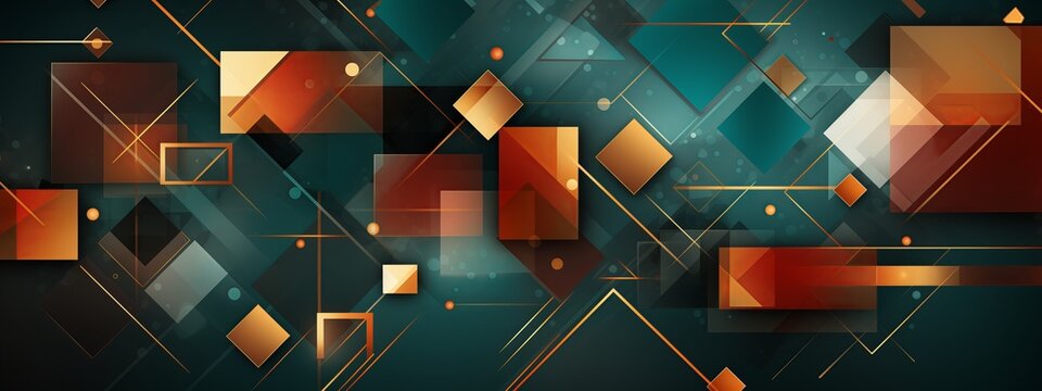 Geometric mosaic with teal and orange angular shapes abstract background, Perfect for modern design and creative business concepts