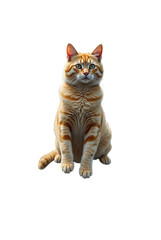 Fototapeta premium Orange Tabby Cat Sitting Against Transparent Background Looking Straight Ahead