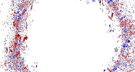 Red, white, & blue star confetti border. Perfect for 4th of July, Memorial Day, or other patriotic designs.