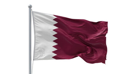 Waving Flag Of Qatar Isolated on transparent background, Qatar Flag PNG 