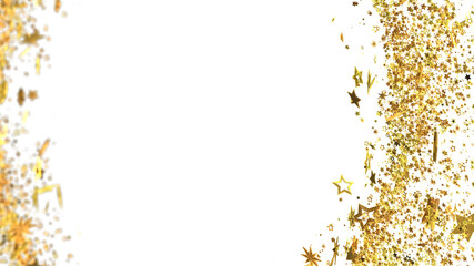 Elegant design with gold stars and confetti. Perfect for celebrations, invitations, and festive backgrounds.
