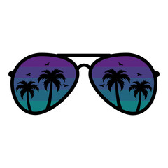 Retro Vintage Sunglasses Beach, Sunglasses with Palm Trees, Summer Sunglasses SVG, Sunset Sunglasses PNG, Vector illustration
