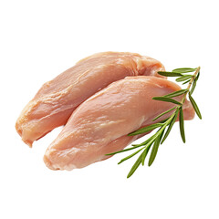Fresh raw chicken breasts, ready for culinary exploration, accompanied by fragrant rosemary, and capturing the essence of simplicity and freshness.