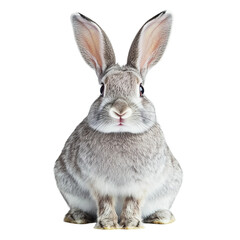 Obraz premium A captivating close-up of a fluffy, grey rabbit, exuding an adorable innocence. The rabbit's large, expressive eyes and prominent ears steal the show, showcasing the beauty of nature.
