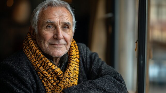 Senior man by window