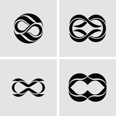 Collection of abstract logo designs symbolizing infinity and unity for various branding needs