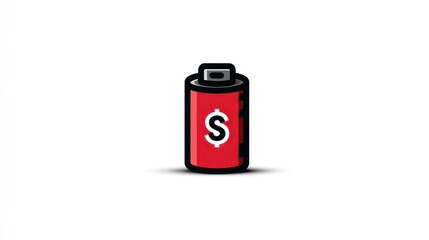Costly Energy Battery with Dollar Sign Highlighting Financial Aspects of Power Consumption