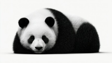 Fototapeta premium Adorable Black and White Furry Animal Resting on a Plain Background Perfect for Nature Wildli