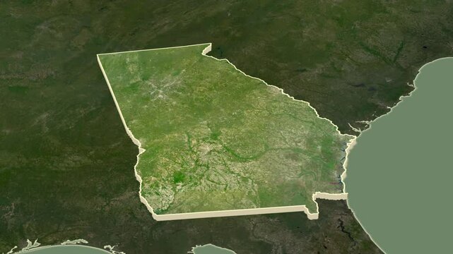 Georgia, United States, extruded. Satellite map