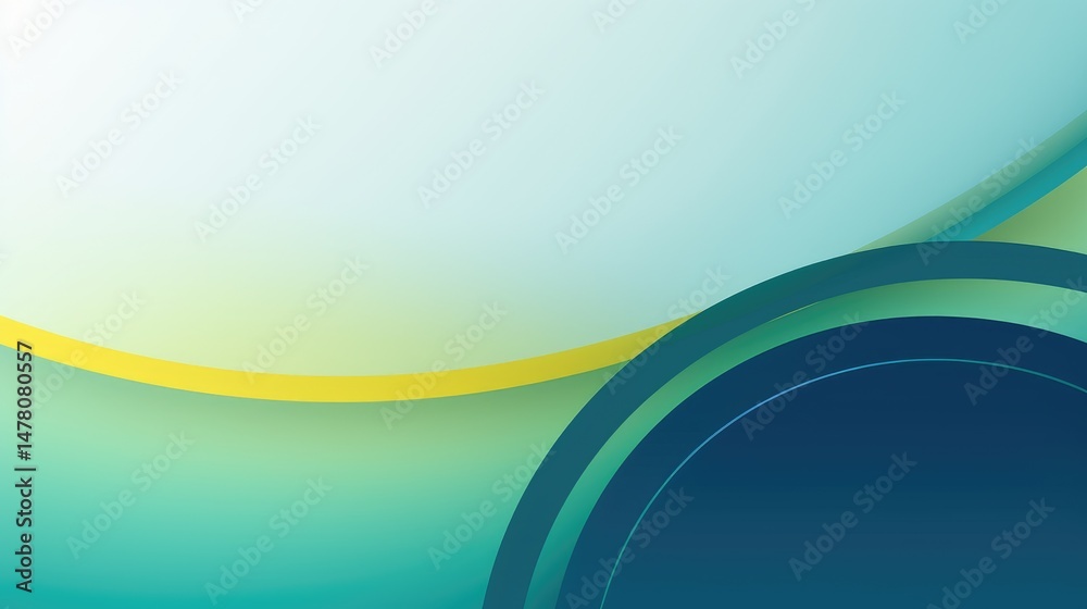 Wall mural blue and green background with abstract geometric shapes, gradient color from light blue to dark gre