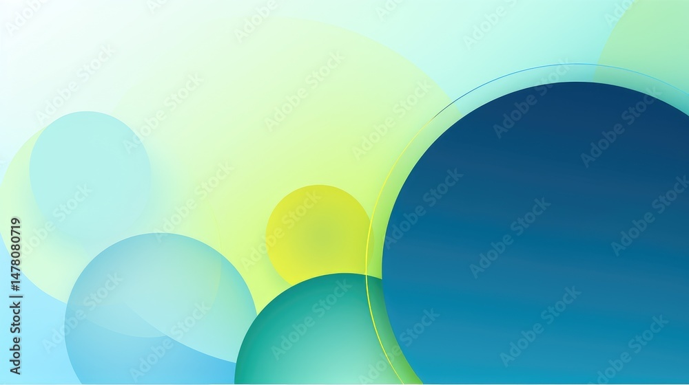 Wall mural blue and green background with abstract geometric shapes, gradient color from light blue to dark gre