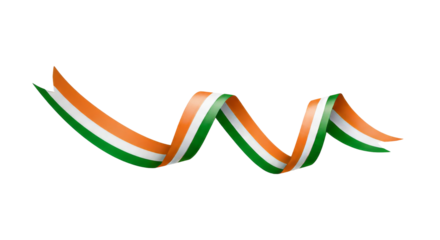 Ireland Flag Ribbon isolated on transparent background, Twisted Ireland Flag PNG