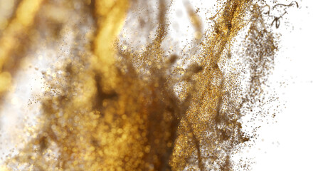 Golden Particles Exploding Abstract Background