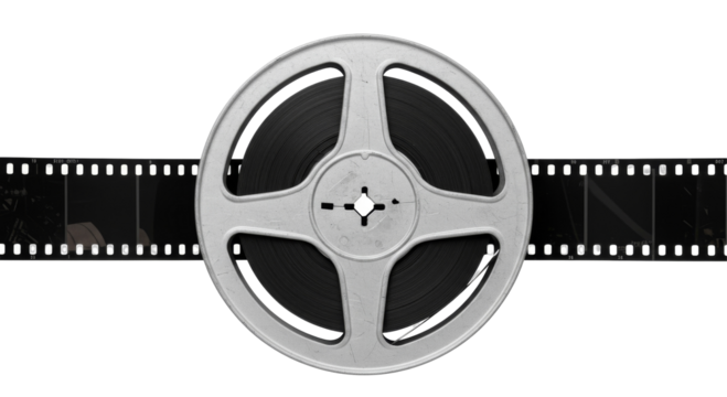Old Reel Of Film isolated on transparent background, reel PNG 