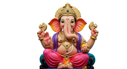 Lord Ganesha isolated, Hindu God Ganesh Cutout 