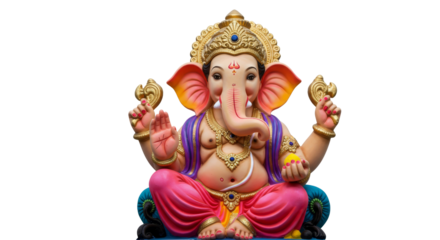 Lord Ganesha isolated, Hindu God Ganesh Cutout 