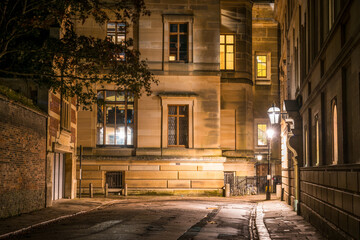 Fototapeta premium Trinity lane at night in Cambridge city. England