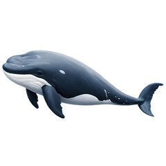 Obraz premium Humpback Whale in Ocean: A majestic humpback whale gracefully glides through the deep blue ocean, its massive body showcasing intricate details.