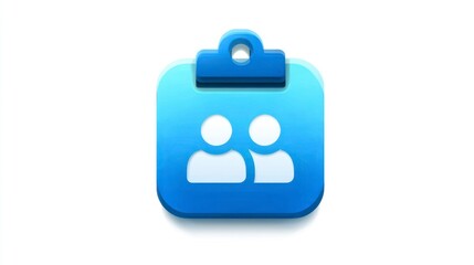 Clipboard Icon with User Profiles Blue Design for Collaboration and Teamwork Applications