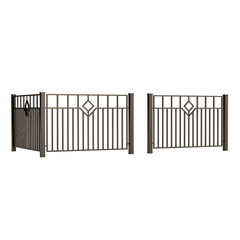 Two metal fences with diamond shaped designs
