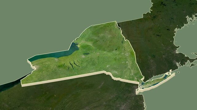 New York, United States, extruded. Satellite map