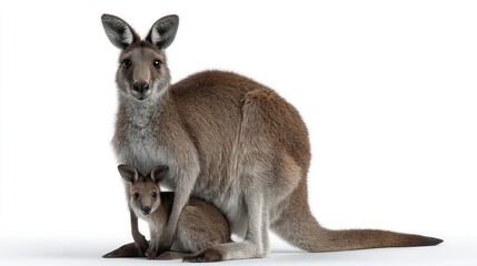 Fototapeta premium A mother and baby marsupial in a nurturing pose showcasing their unique bond and natural beaut