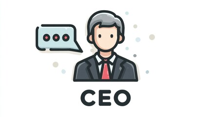 CEO in Professional Attire with Speech Bubble Business Leadership and Communication Icon