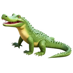 Obraz premium Smiling Alligator: A friendly-looking green alligator with a toothy grin, presented in a playful and approachable style.
