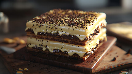 Two long, soft Bonjour Roti buns lavishly topped with chocolate and cheese sprinkles, displayed on a rustic wooden serving board.