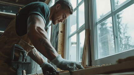 Carpenter Working with Wood in a Workshop