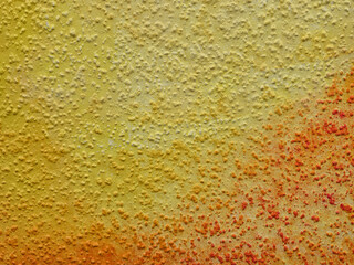 This captivating artwork showcases an abstract yellow wall with rich red accents for depth