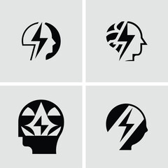 Collection of mind and electricity logos designed for creative branding and icon usage