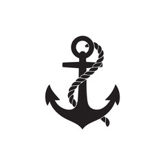 Anchor icon with rope silhouette 