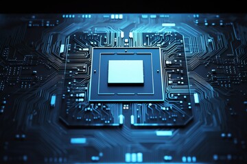 Fototapeta premium Isolated in white background, center aligned, laptop Futuristic core element with electronic circuit motion