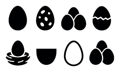 Eggs icons set: solid style, minimalist, perfect for web and app ui