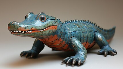 Obraz premium Colorful crocodile toy figurine with detailed textures and vibrant colors